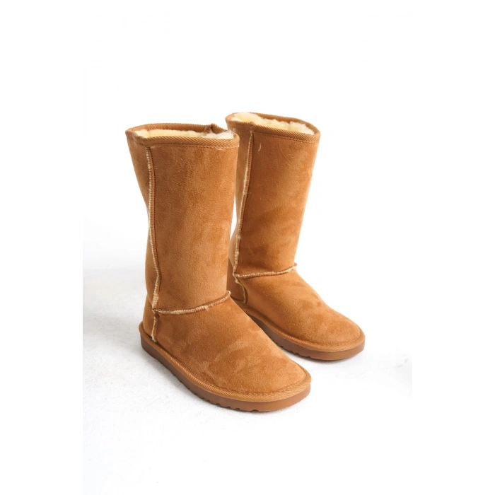 FREYA Bağcıksız Düz Taban İçi Kürklü Süet Kadın Bot  STT - Taba