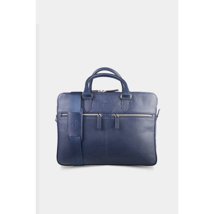 Guard 3 Bölmeli Lacivert Deri Evrak Çantası