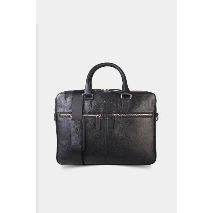 Guard 3 Bölmeli Siyah Deri Evrak Çantası