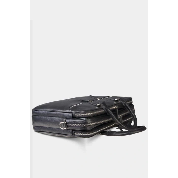 Guard 3 Bölmeli Siyah Deri Evrak Çantası