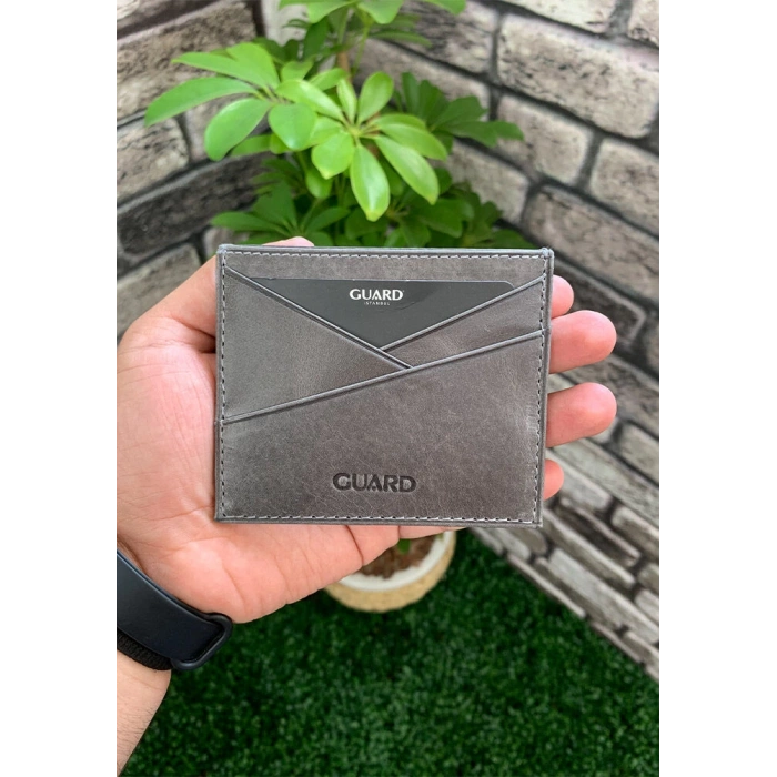 Guard Antik Gri Hakiki Deri Kartlık