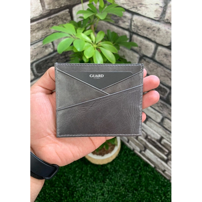 Guard Antik Gri Hakiki Deri Kartlık