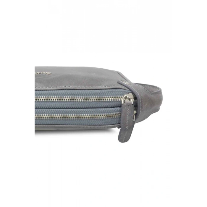 Guard Antik Gri Unisex Çift Fermuarlı El Çantası