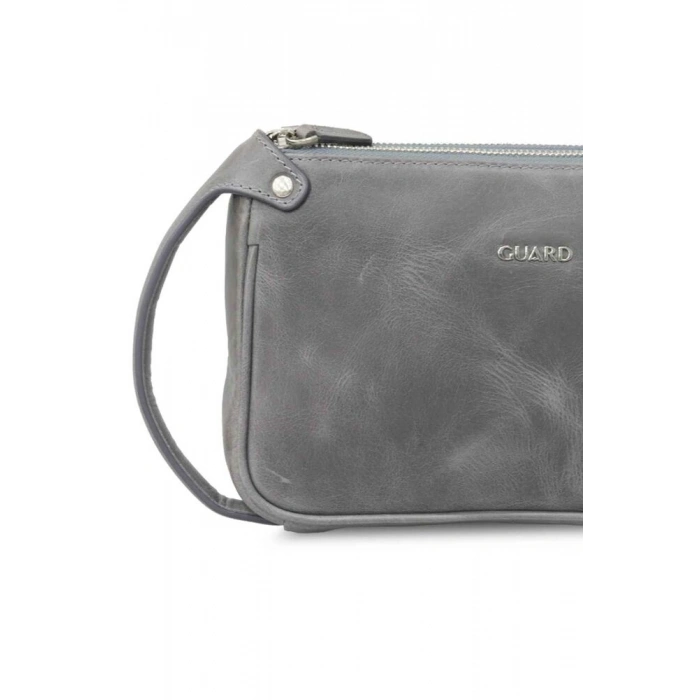 Guard Antik Gri Unisex Çift Fermuarlı El Çantası