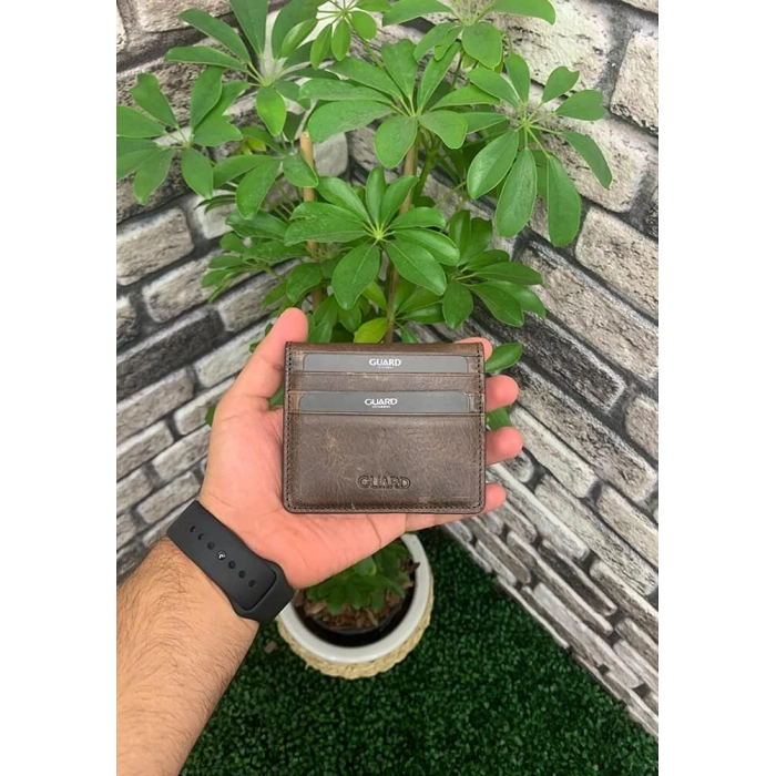 Guard Antik Kahve Patlı Tasarım Deri Kartlık