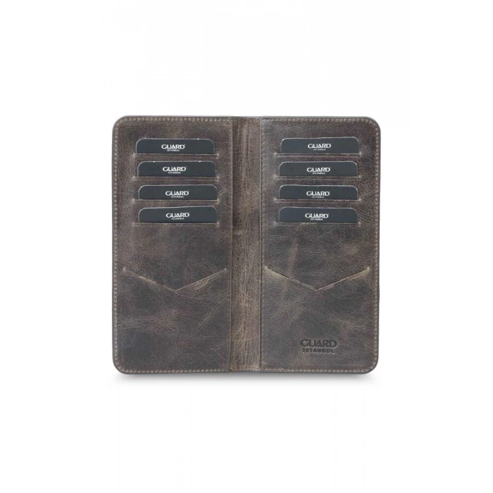 Guard Antik Kahverengi Telefon Girişli El Portföyü