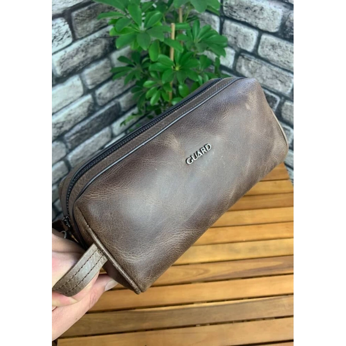 Guard Antik Kahverengi Unisex Deri El Çantası