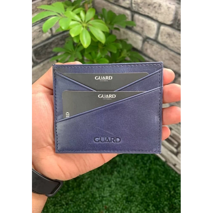 Guard Antik Lacivert Hakiki Deri Kartlık
