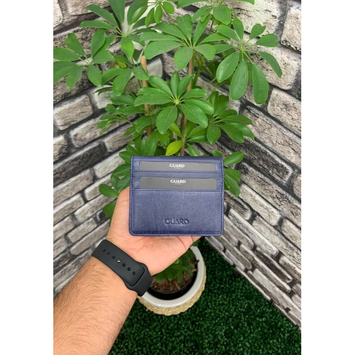 Guard Antik Lacivert Patlı Tasarım Deri Kartlık