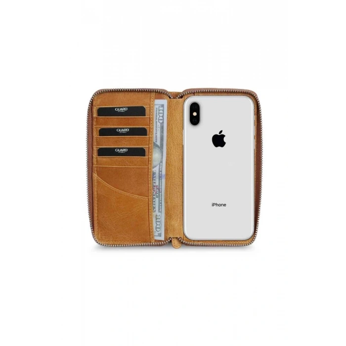 Guard Antik Sarı Fermuarlı Portföy Cüzdan