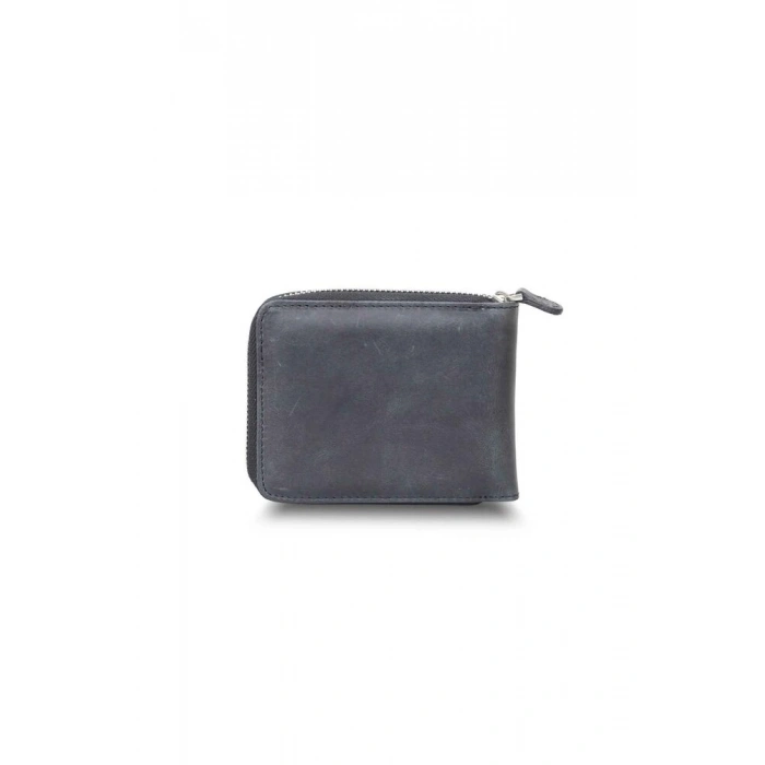 Guard Antik Siyah Fermuarlı Yatay Mini Deri Cüzdan