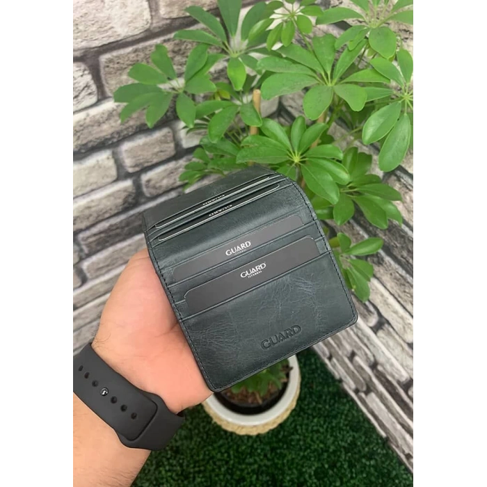 Guard Antik Siyah Patlı Tasarım Deri Kartlık