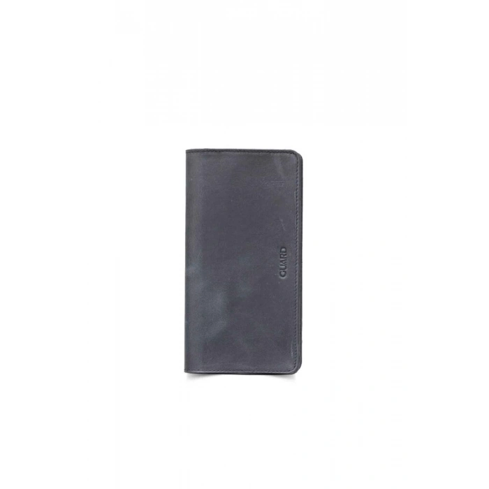 Guard Antik Siyah Telefon Girişli Deri Erkek/Kadın Portföy Cüzdan