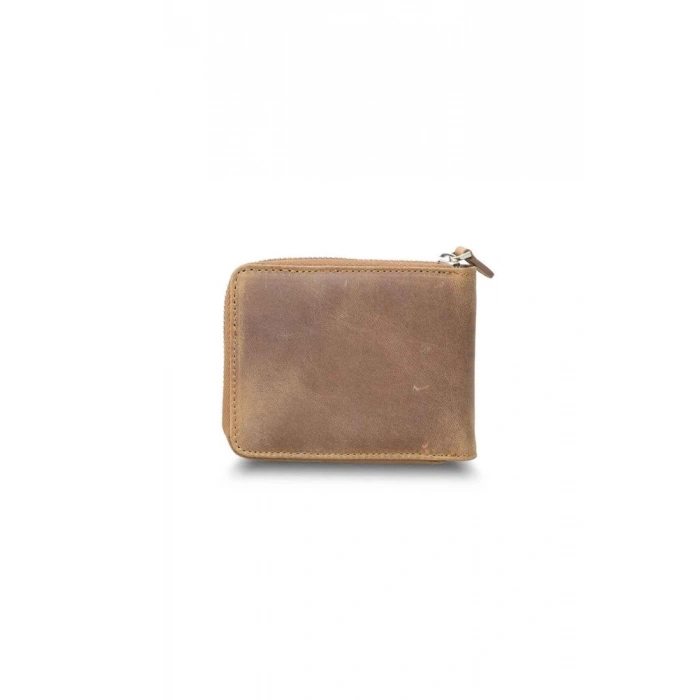 Guard Antik Taba Fermuarlı Yatay Mini Deri Cüzdan