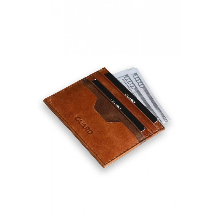 Guard Antik Taba - Kahverengi Çift Renk Hakiki Deri Kartlık