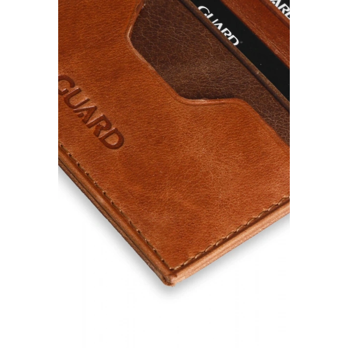 Guard Antik Taba - Kahverengi Çift Renk Hakiki Deri Kartlık