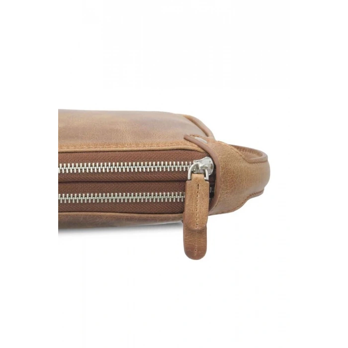 Guard Antik Taba Unisex Çift Fermuarlı El Çantası