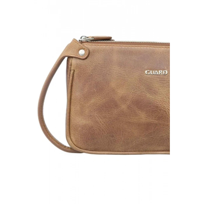 Guard Antik Taba Unisex Çift Fermuarlı El Çantası