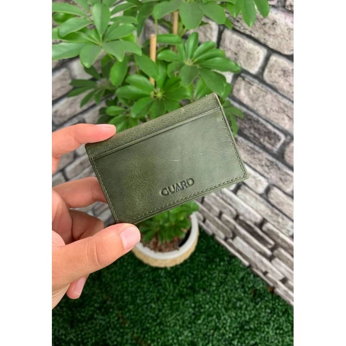 Guard Antik Yeşil Deri Kartlık