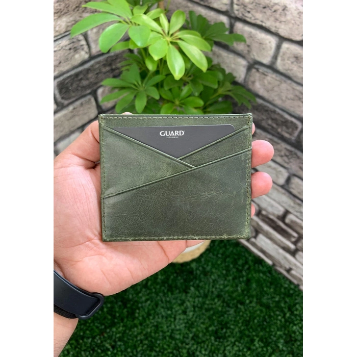 Guard Antik Yeşil Hakiki Deri Kartlık