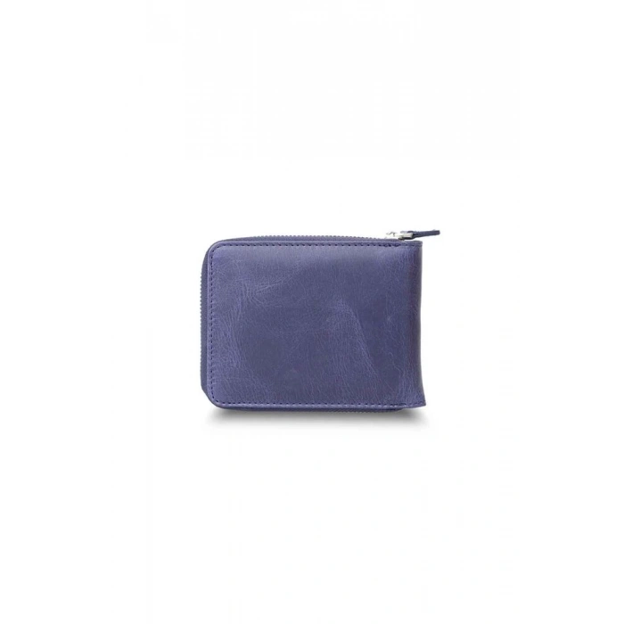 Guard Antique Navy Blue Zipper Horizontal Mini Leather Wallet