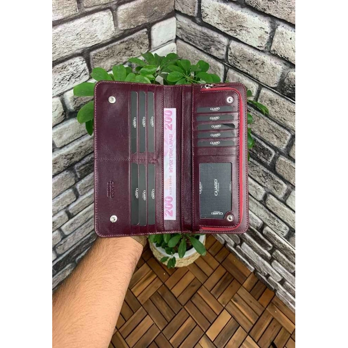 Guard Bordo Croco Deri Kadın Cüzdanı & El Çantası