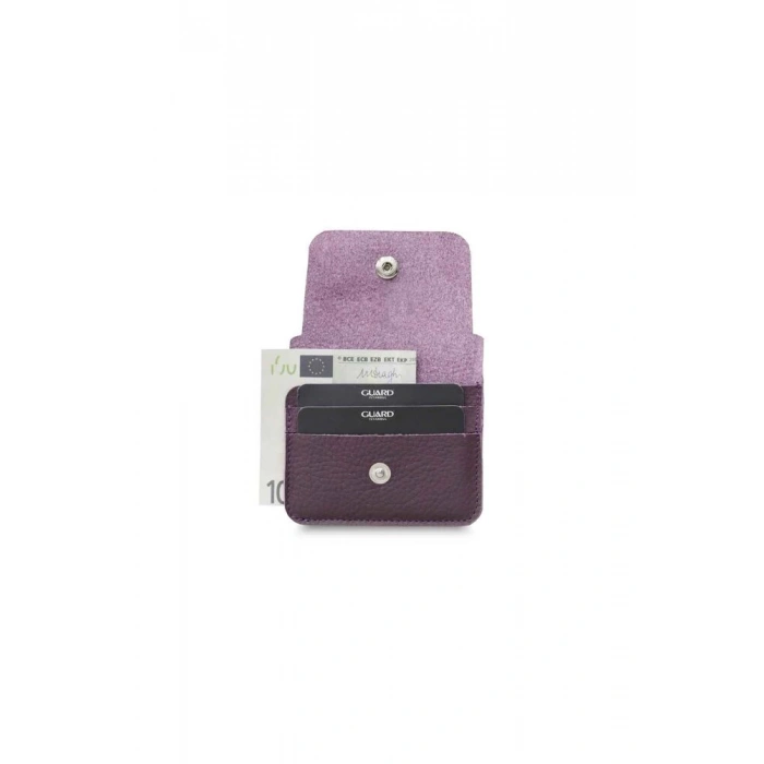 Guard Bordo Kağıt Para Bölmeli Mini Deri Kartlık
