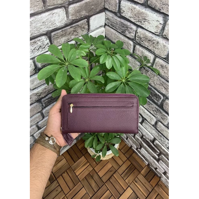 Guard Bordo Mat Fermuarlı ve Deri Patlı El Portföyü