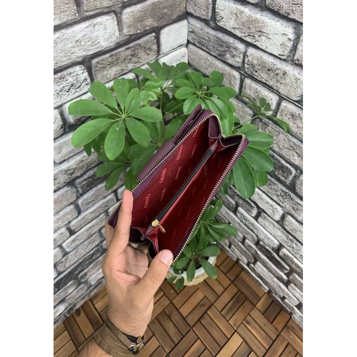 Guard Bordo Mat Fermuarlı ve Deri Patlı El Portföyü