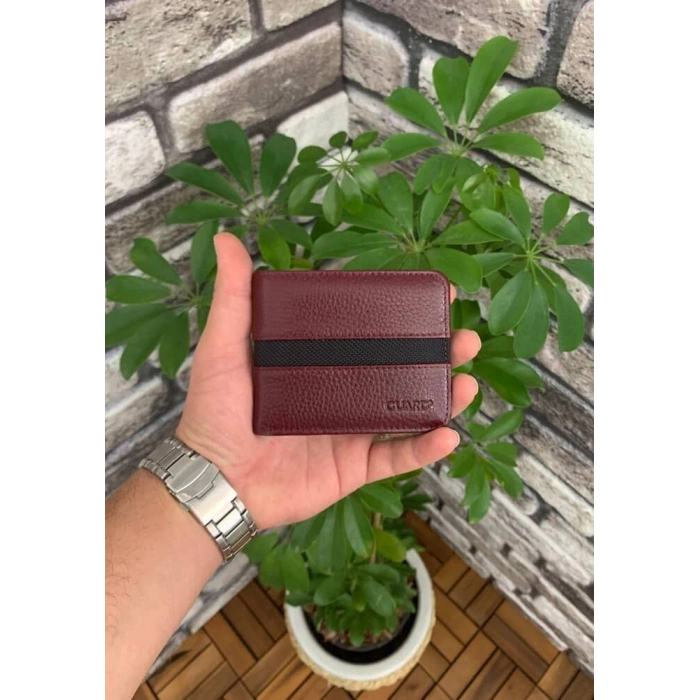 Guard Bordo Spor Şeritli Deri Erkek Cüzdanı
