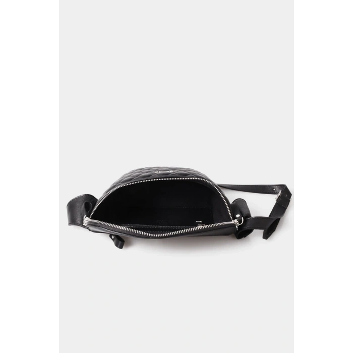 Guard Capitone Baskılı Siyah Deri Bel Çantası