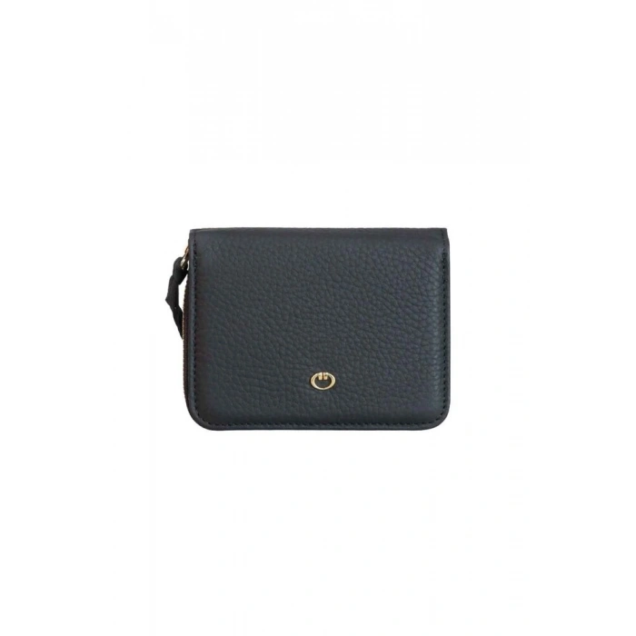 Guard Çift Taraflı Fermuarlı Mat Siyah Kadın Cüzdanı