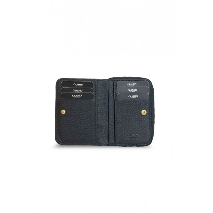 Guard Çift Taraflı Fermuarlı Mat Siyah Kadın Cüzdanı