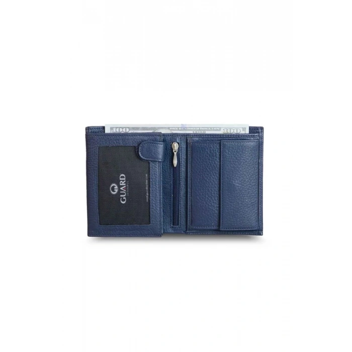 Guard Çok Bölmeli Dikey Lacivert Deri Erkek Cüzdanı