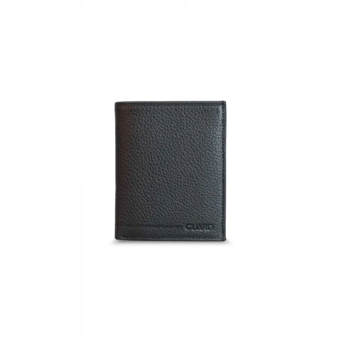 Guard Çok Bölmeli Dikey Siyah Deri Erkek Cüzdanı