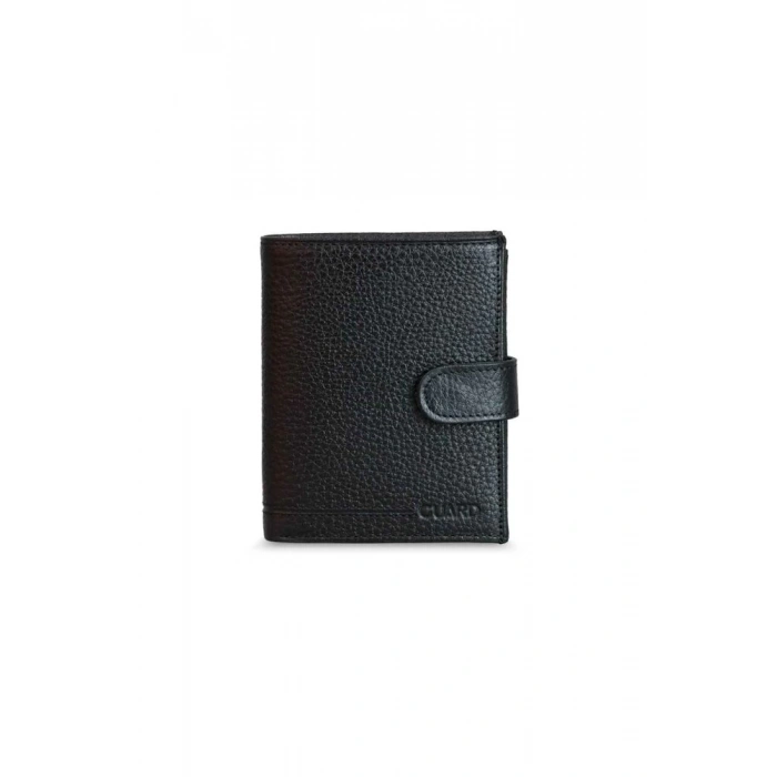 Guard Çok Bölmeli Patlı Dikey Siyah Deri Erkek Cüzdanı