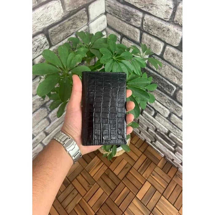 Guard Croco Baskılı Siyah Pasaport Kılıfı