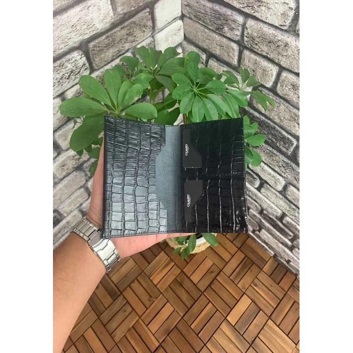 Guard Croco Baskılı Siyah Pasaport Kılıfı