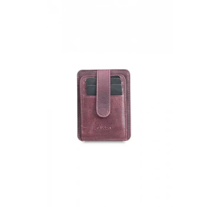 Guard Dikey Crazy Bordo Deri Kartlık