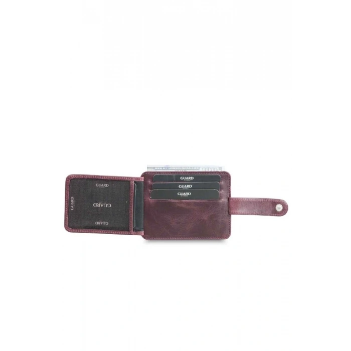 Guard Dikey Crazy Bordo Deri Kartlık