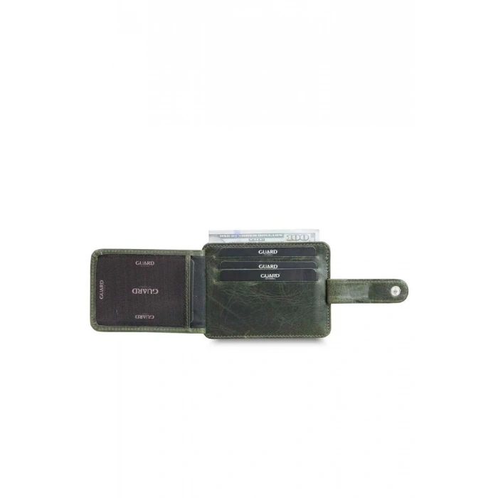 Guard Dikey Crazy Yeşil Deri Kartlık