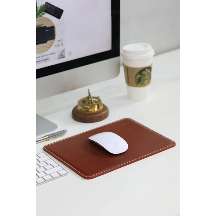 Guard Dikiş Detaylı Antik Taba Deri Mouse Pad 26 x 20