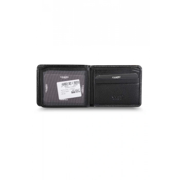 Guard Dikiş Detaylı Siyah Deri Erkek Cüzdanı