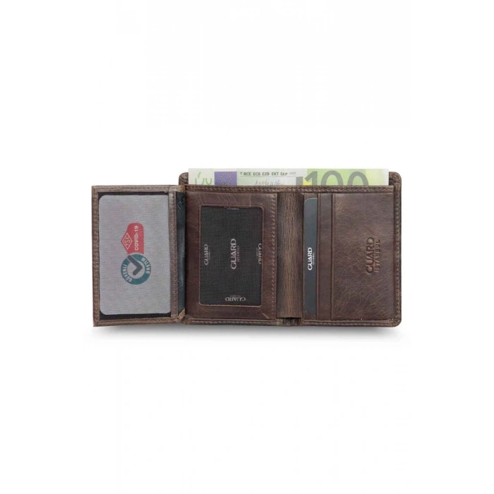 Guard Ekstra İnce Antik Kahverengi Hakiki Deri Erkek Cüzdanı