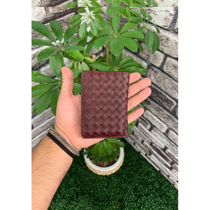 Guard El Örgüsü Bordo Deri Kartlık