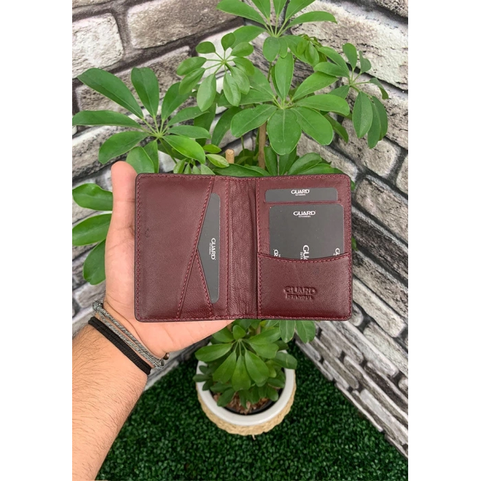 Guard El Örgüsü Bordo Deri Kartlık