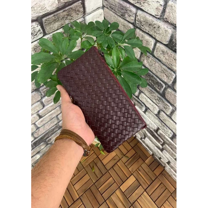 Guard El Örgüsü Küçük Boy Bordo Hakiki Deri Kadın Çantası