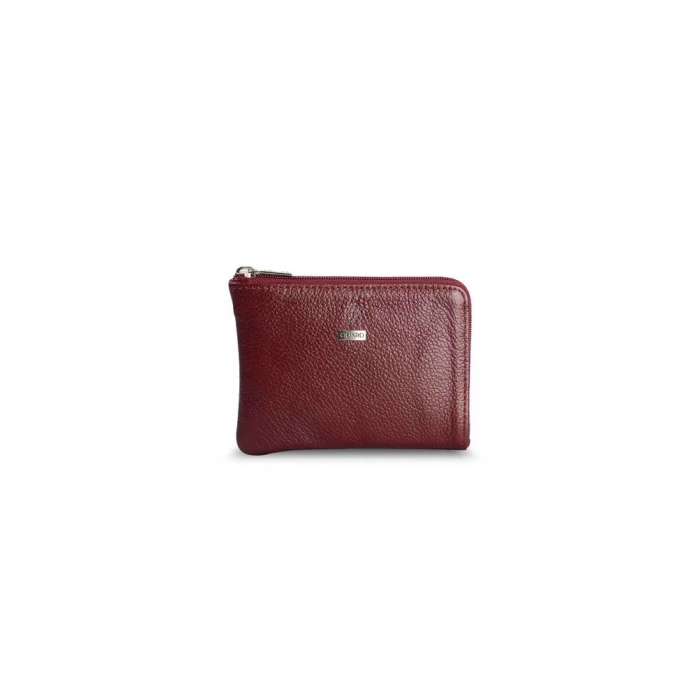 Guard Fermuarlı İnce Bordo Unisex Deri Cüzdan