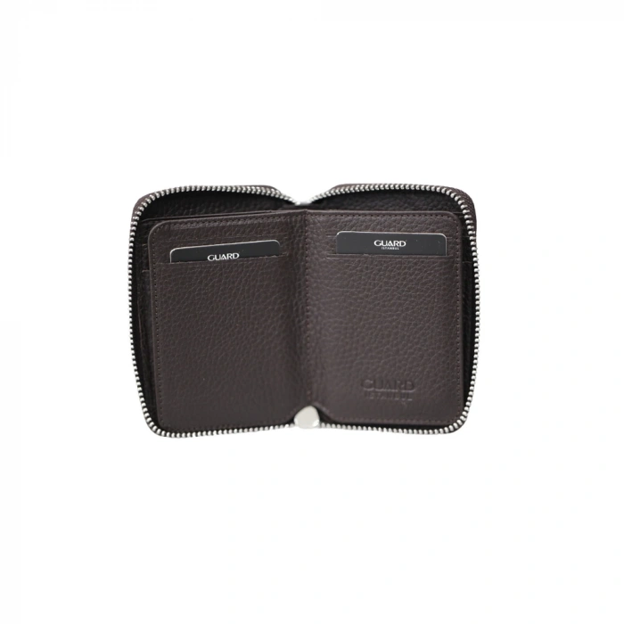 Guard Fermuarlı Kahve Deri Cüzdan