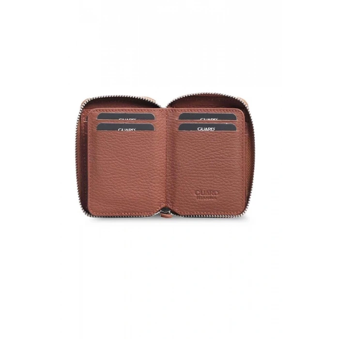 Guard Fermuarlı Mat Taba Deri Mini Cüzdan